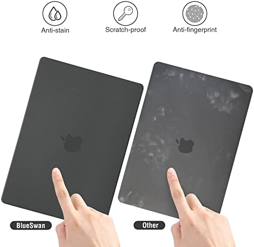 BlueSwan Case compatible for Macbook Pro 13 inch M2 M1 A2338 A2251 A2289 A2159 A1989 A1706, 2022-2017 Release, Carbon Fibre Texture Cover + Keyboard Cover + Portable Mouse Mat - Black