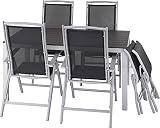 ib style®Polywood Gartengarnitur | Tisch+ 4X Klappstuhl President + 2X Fußbank |pflegeleicht und witterungsbeständig | Tisch: 150x90cm