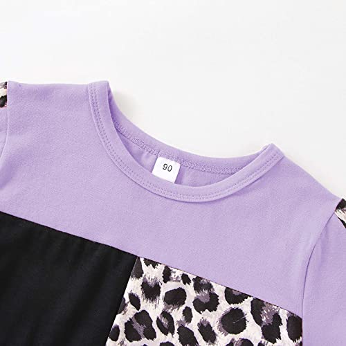 Focutebb 3 Years Old Girl Clothes Toddler Summer Outfits Cute Baby Short Sleeve Leopard Tops T-Shirt + Camo Shorts Set Sport Suits Tracksuit Girl Summer Outfits Set Purple Leopard 3-4T 110Cm #TOP7
