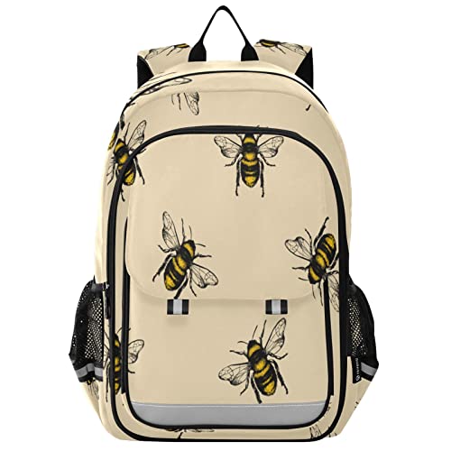 Sac à dos durable enfant avec bretelles confort motif abeille jaune