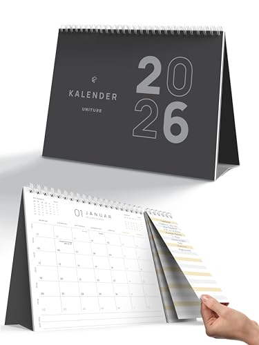 UNITURE® - Tischkalender hoch Okt. 2025 bis Dez. 2026 Monatskalender [FSC zertifiziert] Kalender 2026 Planer mit Monatsansicht, mit abreißbarer To-Do Liste, Stehkalender hohes Format 26,5 x 19,5 cm