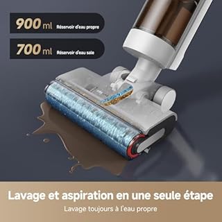 DREAME G10 Pro Aspirateur Laveur, 16000Pa, Aspirateur/Balai/Serpillière, Liquides/Solides, Brosse à Deux Bords, Nettoyage Automatique à Double Rotation, 35 Min. d'Autonomie, Grand Affichage LED, 75dBA