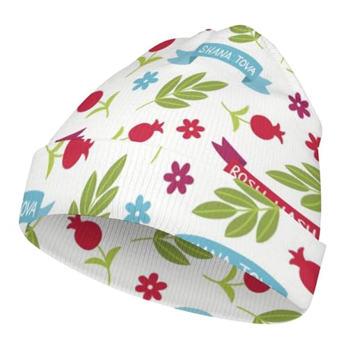 Rosh Hashanah Shana Tova Kids Beanie Hat for for Girls Boys Children Cap Winter Knitted Chemo Cancer Headwear Accessories Gifts Decoration Black