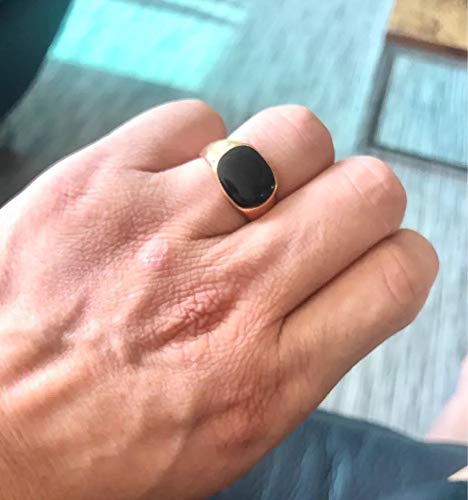 ANEL MASCULINO DOURADO PEDRA ONIX AÇO TITÂNIO A1742 (22)