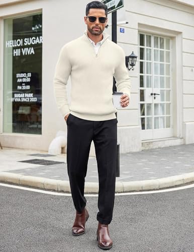 Image of DENIMHOLIC Men High Neck Zipper Full Sleeve Cotton Knitted Winter Sweater for man