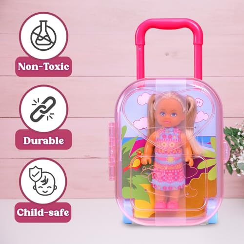 Image of Evi's Trolley Set| Vibrant Party Pop Evi| Vibrant Evi Inside Trolley| Joyful Pretend Play Set| Engaging & Travel-Friendly Set| Ideal Doll Set for Girls (Party Pop Evi)
