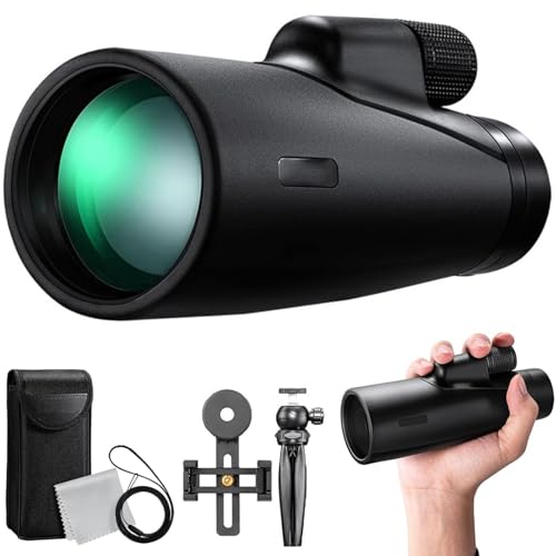 Severnier Monokular Teleskop, 12x50 Monoculars,mit BAK4-Prisma und FMC-objektiv, mit Smartphone Halterung stativ,Monocular kompakt für Konzerte,Sportveranstaltungen,Wildtiere,Camping