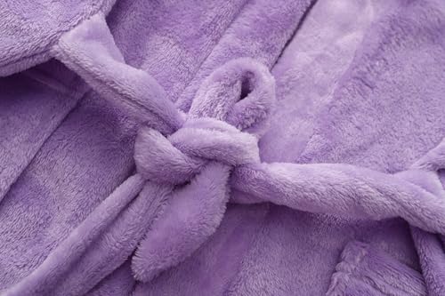 Image of Girls Soft Fleece Robes Plush Hooded Bathrobes Sleepwear for Kids 2-16 Years