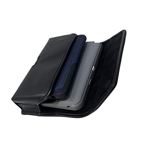 Turtleback Lot de 2 étuis de ceinture en cuir noir conçus pour s'adapter à deux iPhone 14 Pro Max, 13 Pro Max ou S23 S22 Ultra, Note 20 Ultra avec clip ceinture rotatif robuste, fabriqué aux – vue 2