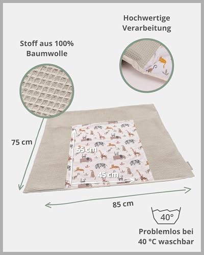 Ullenboom ® Rivestimento Per Fasciatoio 75X85 Cm Savana Di Sabbia (Made In Eu) - Coprifasciatoio In Cotone Naturale, Coperta Per Il Fasciatoio, Motivo: Stelle, Pois - 3