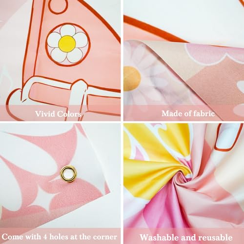 Mocsicka Groovy Birthday Banner Retro Hippie (Yellow, 70.8 x 43.3 Inch) by Mocsicka - Used condition - Image 6