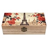 Taille : La boîte de rangement en bois mesure 7,9 pouces x 3,9 pouces x 2,3 pouces, elle peut être utilisée non seulement pour le stockage de cosmétiques, le stockage d'accessoires de bureau, mais aussi comme décoration pour la maison