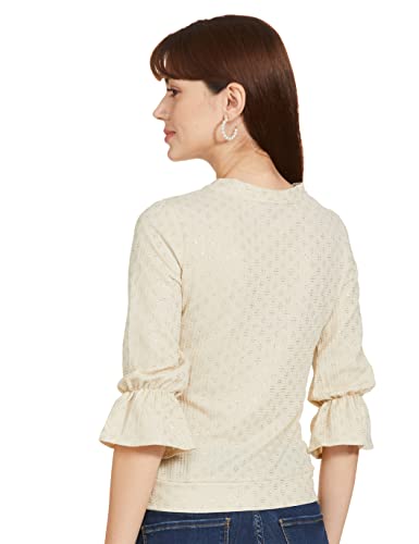 Image of Max Women Printed Round Neck Sweater Regular Fit Top