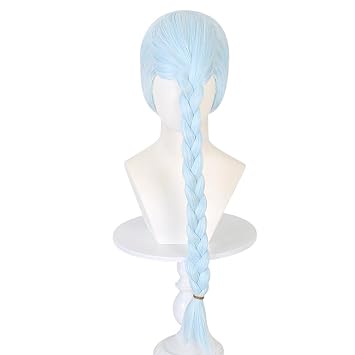 Anime Mei Mei Wig Light Blue Long Twin Braids Party Hair Halloween Cosplay Porps Accessory Men