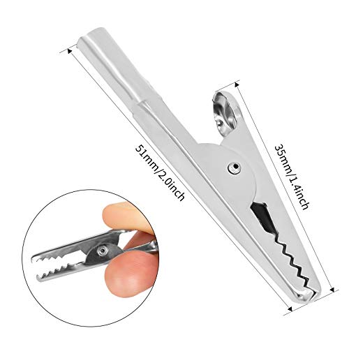 50Pcs 2In/51Mm Metal Alligator Clip Test Line Crocodile Clip Silver Tone Nickel Plated Crocodile Clamps For Laboratory Electric Testing Work And Cable Lead Clip #TOP1