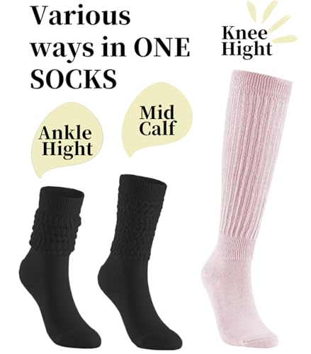 Image of Slouchy Socks for Women Stretchy Knee-High Scrunch Socks Soft Long Slouch Boot Socks