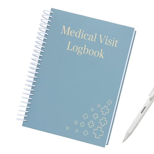 Diario di medicina portatile, diario di salute, diario di medicina, 14 x 21 cm, con pagine organizzate, libro della salute, diario di benessere con facile scrittura, forniture mediche p