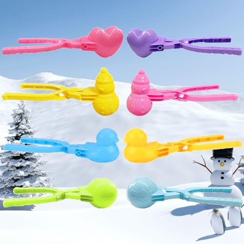 Bustlwor 8 Stück Schneeballmaschine Schneeballklammer Schneeballzange für Schneeballschlachten Outdoor Aktivitäten im Winter Strandspiele (Zufällige Farben)