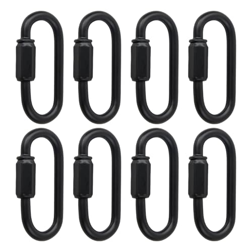 8 Pièces Mousqueton Noir, Mousqueton à Verrouillage, Connecteur de Chaîne à Maillon Rapide, Résistants, pour Extérieur, Intérieur, Camping et Randonnée
