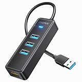 【Adaptateur USB Ethernet】Hub USB 3.0 4 en 1 avec 3 ports hub USB 3.0 5Gbps, Gigabit RJ45 1000Mbps ports. 4 ports peuvent fonctionner simultanément. Peut connecter la souris, le clavier, le disque U et d'autres appareils