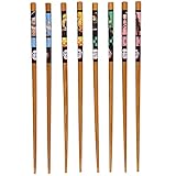 Demon Slayer 4 Pairs Collectible Anime Bamboo Chopsticks 8.85 Inches Long Gift Set