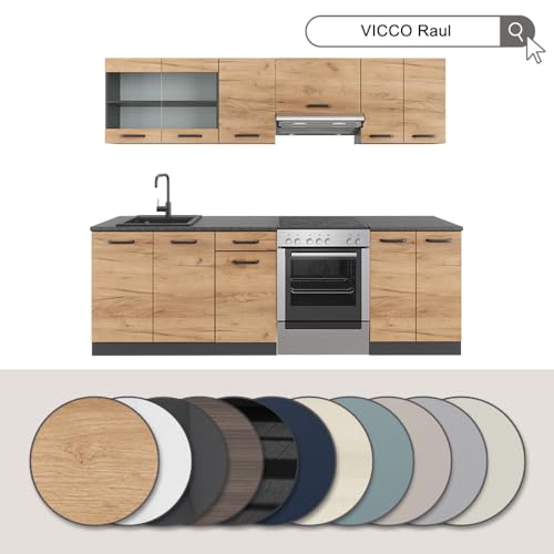 Vicco Mueble de Cocina R-Line, Beige, 240 cm, ET Roble - imagen 9