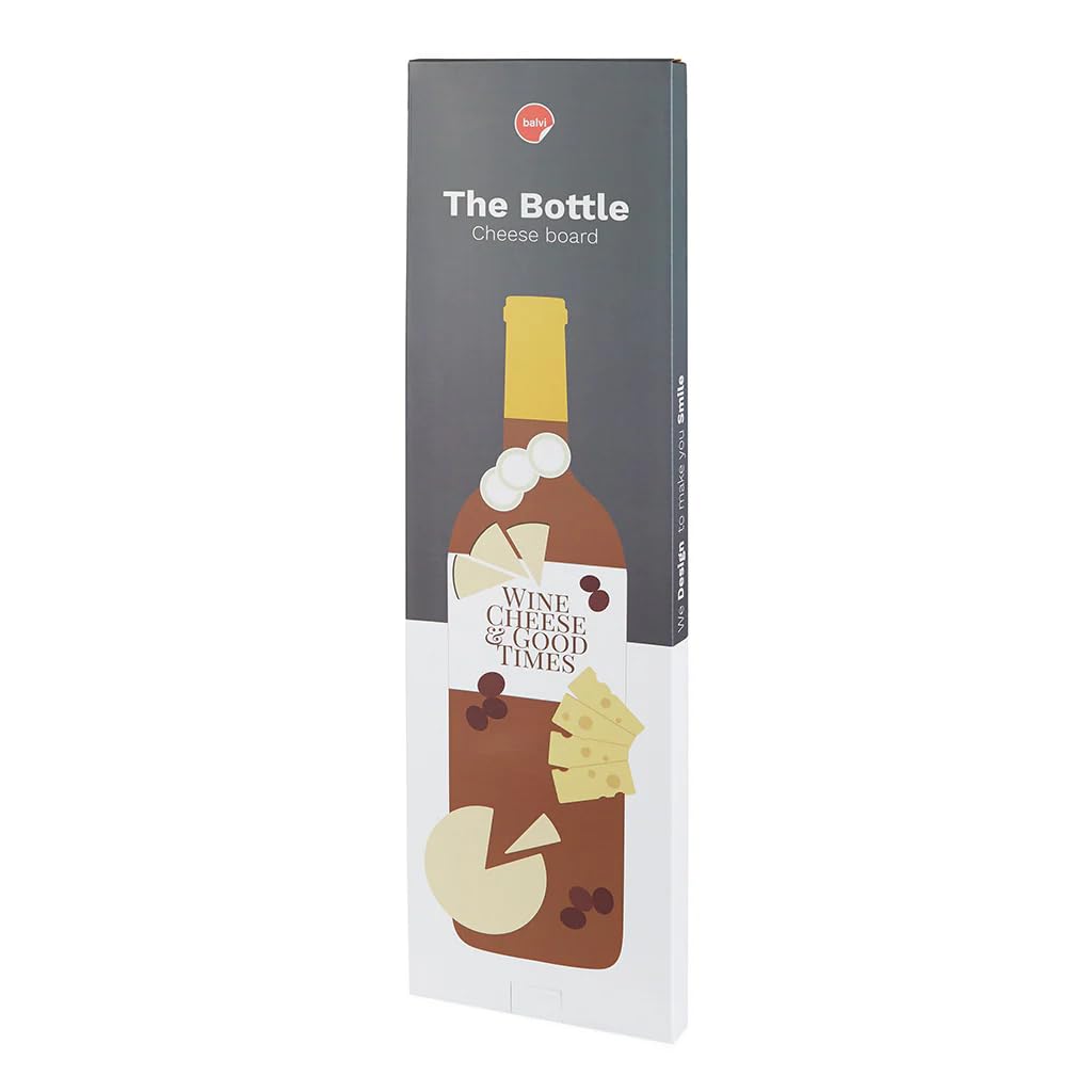 balvi Käseplatte The Bottle Akadienholzplatte zum Schneiden und Servieren von Käse in Form Einer Wein
