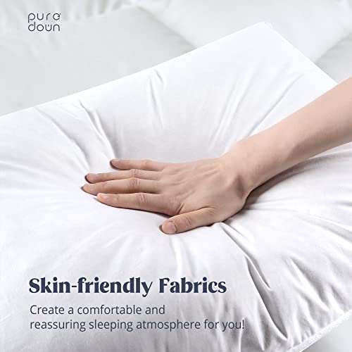 Puredown® Feathers Bed Pillows For Sleeping 2 Pack 100% Cotton Cover Pillow Standard Size White #TOP2