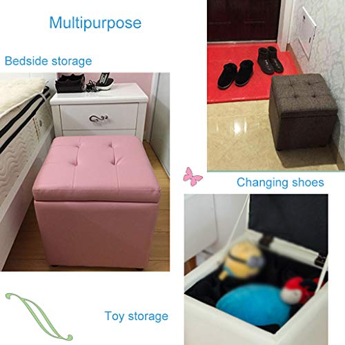Tabouret de rangement ottoman gris en PVC et éponge DASHADAO
