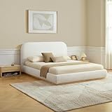 CHITA 3 Pieces Modern Bedroom Set, Upholstered Platform Bed with Waterproof Boucle Fabric & 2 Nightstands with...