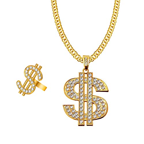Liitata Juego de 2 anillos con signo de dólares, collares,