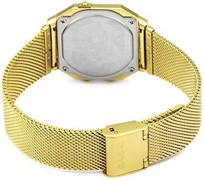 Casio Unisex 36.00mm Quartz Watch with LCD Digital dial and Gold Mesh Bracelet Strap A700WEMG-9AEF, Multicolored, 37.4 x 35.5 x 6.0 mm - Image 5
