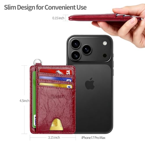 Image of Slim Minimalist Front Pocket Wallet, RFID Blocking Credit Card Holder Wallet with Integrated D-Shackle for Men Women