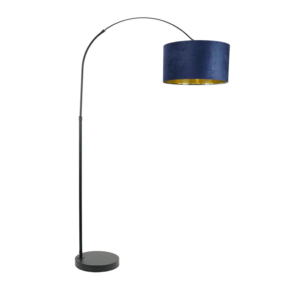 ValueLights | Louis Black Arch Floor Lamp with Navy Velvet & Gold Inner Shade | Floor Lamps, Home Décor & Improvement Essential