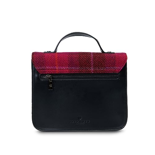 Image of Islander The Calton Satchel - Ladies Satchel With HARRIS TWEED - Small and Medium, Fuchsia Tartan, M