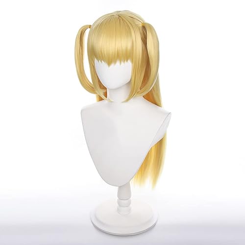 Vista 3 de REYHS Peluca de anime Misa Amane Cosplay peluca para nota de muerte, peluca larga Gloden, peluca de disfraz de Halloween, para Halloween, fiesta