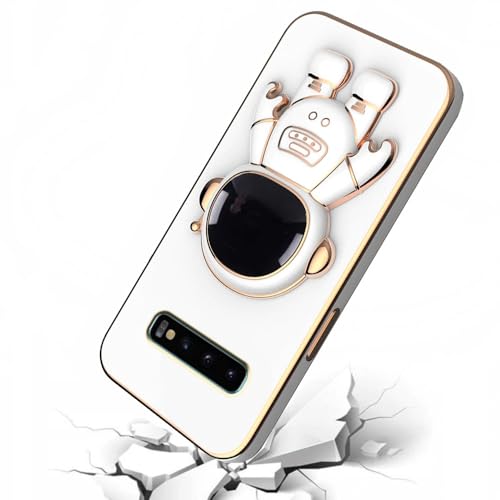 Image of for Samsung Galaxy S10 Plus Case Cute 3D Astronaut Stand Design Camera Protection Shockproof Soft Back Cover (for Samsung Galaxy S10 Plus, White)