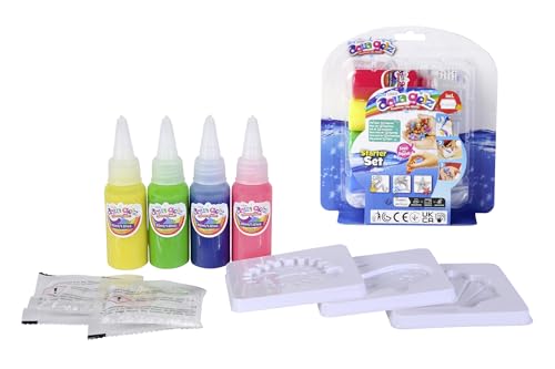 Simba- Aquagelz Starter Set, CREA Figuras Blanditas en 3D, Incluye 3 Botes de Colores, 2 moldes, 2 Sobres de Mezcla y un Bol (106322561)