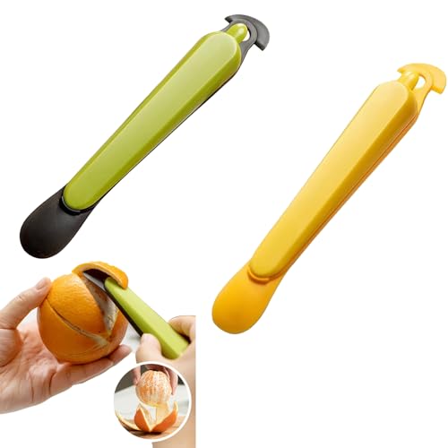 オレンジピーラー ロングハンドグリップ オレンジ シトラスピーラー リムーバーツール オレンジスライサーカッター 野菜スライサー フルーツツール キッチンガジェット (イエロー、18.7cm*2.8cm*2.5cm)