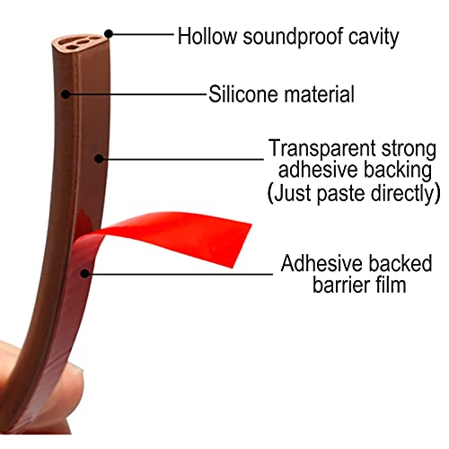 Senkei 19.7Ft Silicone Rubber Weather Stripping For Doors & Windows, 1/4"H X 3/8"W Porous Waterproof Soundproof Seal, Longer Service Life, Strong Self Adhesive, Easy Cut To Size Brown #TOP4