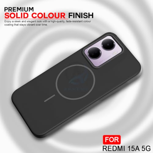 Image of AESTMO Shockproof Back Case Cover for Redmi 15A 5G | Slim Hard Shell | Hard Back Cover for Redmi 15A 5G (Compatible with MagSafe Accessories, Black)