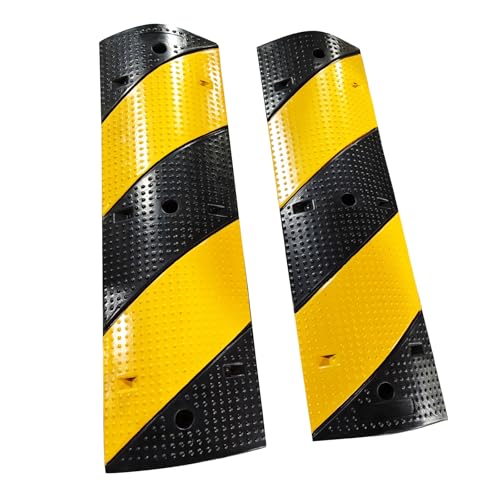 2 Pack 3.3 ft Rubber Speed Bumps - Heavy Duty Modular 2-Channel Design with 25,000 LBS Load Capacity, Ideal for Cable Protection On Asphalt, Concrete,