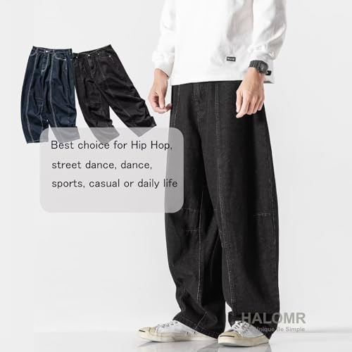 HALOMR Men's Relaxed-Fit Carpenter Jean Big Wide Cotton Denim Pants Hip Hop3