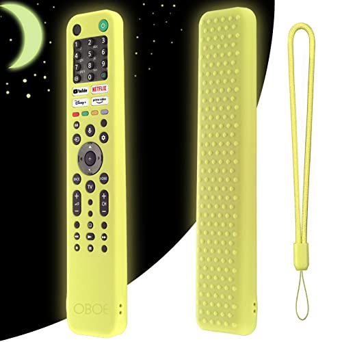 Image of Oboe Silicone TV Remote Cover Case Compatible with Sony Smart Tv Voice Remote A80J X80J X85J X90J X95J Remote Cover with Lanyard (Glow in Dark Green) [Remote NOT Included]