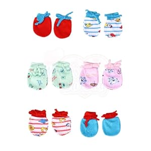 MOM’S DARLING Cotton Mittens for new born baby (0-6 months)- Pack of 6 pairs | Cotton Gloves with gentle elastic thread wristbands for baby 0 to 6 months| New born baby products | Multicolor.