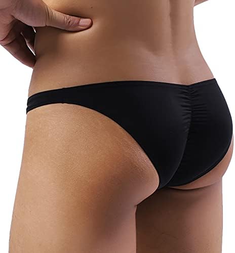 Faringoto Men's Underwear Low Waist Ice Silk Men Briefs Translucent Bikini Black