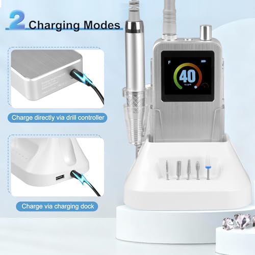 Lima Eléctrica Profesional Para Uñas 40000RPM Inalámbrica miniatura 5