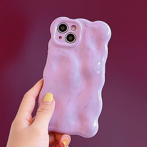 UEEBAI Case for iPhone 15 Pro Max 6.7 inch, Cute Solid Color Curly Wave Shape Shockproof Soft TPU Bumper Phone Case, Candy Color Water Ripple 3D Silicone Slim Pretty Case Non-yellowing Cover, Pearl