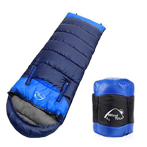 Sleeping Bag Wearable Lightweight Waterproof Sleeping Bags with Zippered Holes for Arms and Feet, Sleeping Bag for Adults, Women, Man, Kids, Camping, Hiking, Backpacking, Traveling - 4.30lbs,Blue