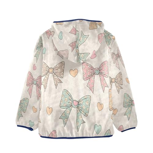 Lovely Bows Hearts and Flowers Toddler Fleece Jacket Girl Boys Hooded Fleece Jacket Coat Warm Outwear Zip-up 3-10T2